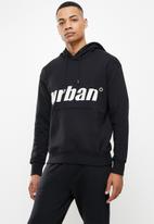 urban° - Urban printed brushed fleece hoodie - black
