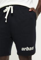 urban° - Urban terry printed front short - black