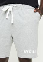 urban° - Urban unbrushed terry printed front short - grey melange