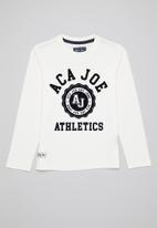 Aca Joe - Aca joe flock heritage  tee - white & blue