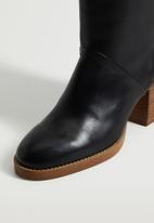MANGO - Horse riding leather heel boot - black