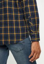 JEEP - Long sleeve yd flannel check shirt - navy & gold