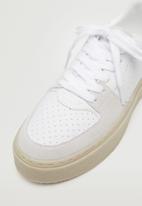 MANGO - Choco leather mix lace-up sneaker - light / pastel gray