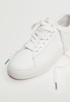 MANGO - Metro leather lace-up sneaker - white