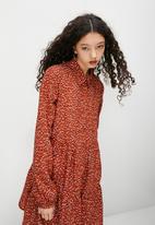 Blake - Printed tiered shirt dress - red print