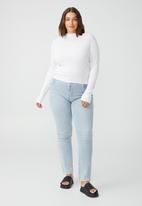 Cotton On - Curve ribbing mock neck pullover - white