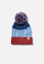 Cotton On - Winter cable beanie - petty blue/dusk blue/brick red