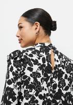 MILLA - Printed ruffle detail blouse -  white & black