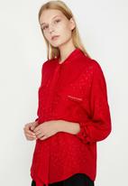 Koton - Long sleeve collar detailed shirt - red