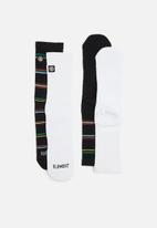 Element - 2 pack frontboarded sock - black & white