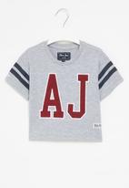 Aca Joe - Aca joe embroidered applique cropped baseball tee - grey