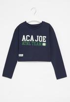 Aca Joe - Aca joe embroidered cropped  tee - navy