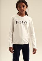 POLO - Girls embroidered long sleeve tee - off white