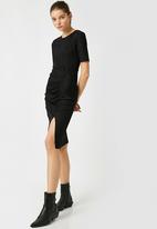 Koton - Short sleeve slit detailed dress - black