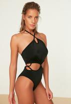 Trendyol - Cut out detailed swimsuit  - black