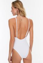Trendyol - V-neck textured swimsuit - white