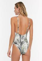 Trendyol - Leaf patterned swimsuit   -  white & multi