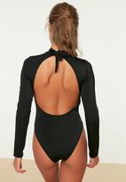 Trendyol - Print detail swimsuit   - black