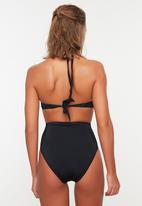 Trendyol - Lace detailed halter neck swimsuit   - black