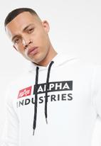 Alpha Industries - A.i block logo hoodie - white