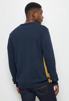 Lark & Crosse - Stripe pattern crew neck knit - navy & yellow 