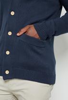 Lark & Crosse - Chunky shawl collar textured cardi - navy