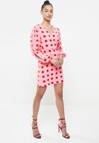 Glamorous - Petite ladies dress - pink & red spot
