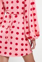 Glamorous - Petite ladies dress - pink & red spot