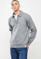 Jonathan D - Men's oversized jumper with polo collar - grey melange