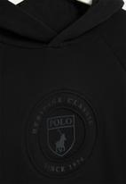 POLO - Boys embossed crest hoodie - black