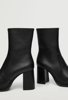 MANGO - Disco leather ankle boot - black