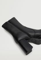 MANGO - Disco leather ankle boot - black