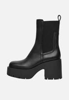 MANGO - Came leather heel ankle boot - black
