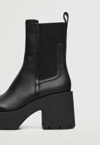 MANGO - Came leather heel ankle boot - black