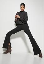 VELVET - Formal kickflare with vent trouser  - black