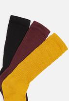 POP CANDY - Girls 3 pack socks - mustard, maroon & black
