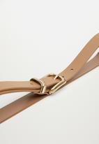 MANGO - Metal buckle belt - medium brown