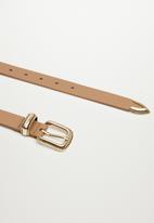 MANGO - Metal buckle belt - medium brown
