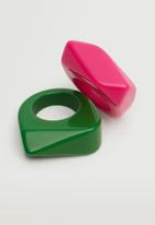 MANGO - 2 Pack resin rings - green & pink