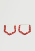 MANGO - Bead loop earrings - red