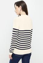 POLO - Breton stripe chunky knit - white