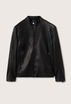 MANGO - Brake Faux-leather biker jacket - Black