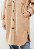 Koton - Lapel collar pocket sides teddy coat - camel