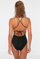 Trendyol - Cross back swimsuit - black