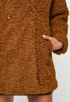 Koton - Lapel collar teddy coat - brown