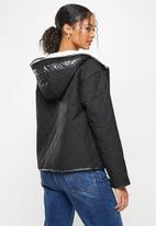 Koton - Faux fur detailed quilted jacket - black
