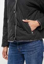 Koton - Faux fur detailed quilted jacket - black