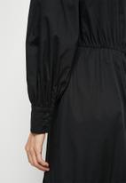 edit - Balloon sleeve midaxi shirt dress - black