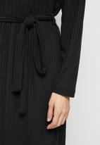 edit - Ribbed knit belted dolman midi - black