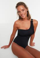 Trendyol - One shoulder swimsuit - black